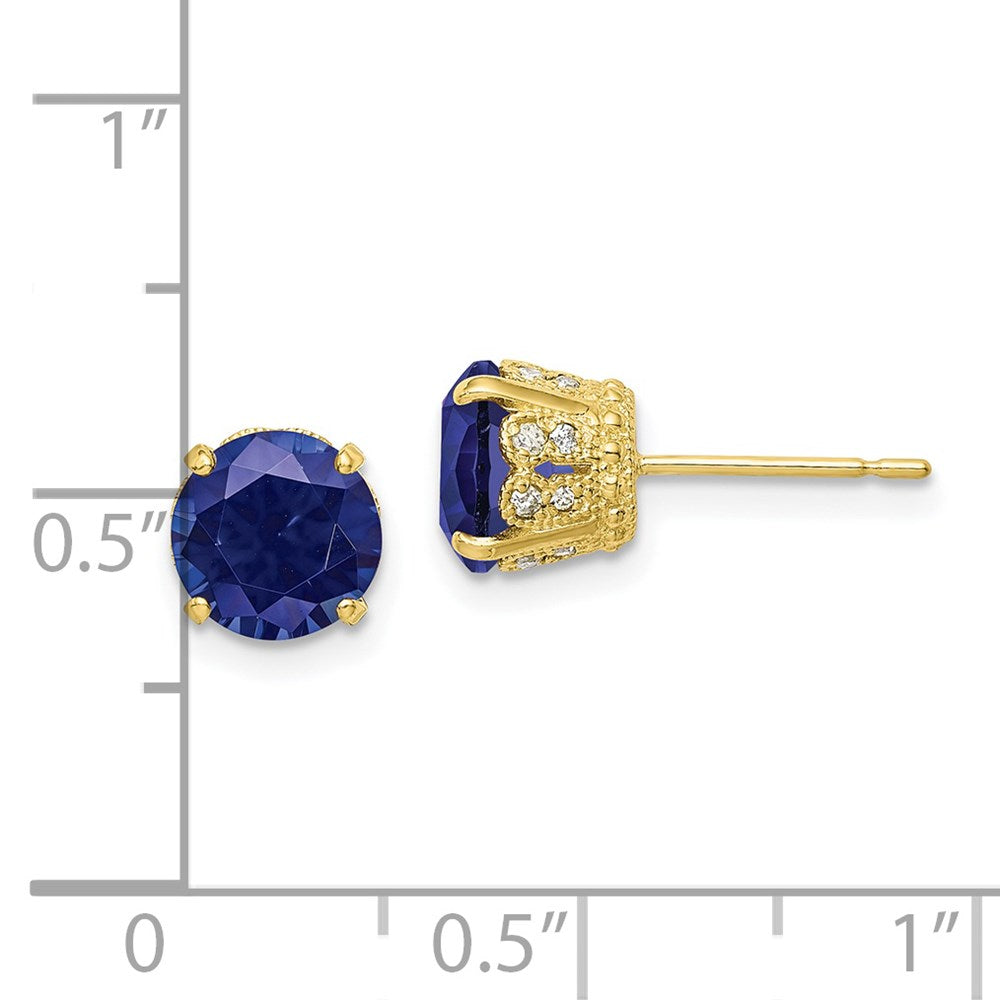 10K Ohrstecker Tiara Collection mit Labor-Saphir und Diamant
