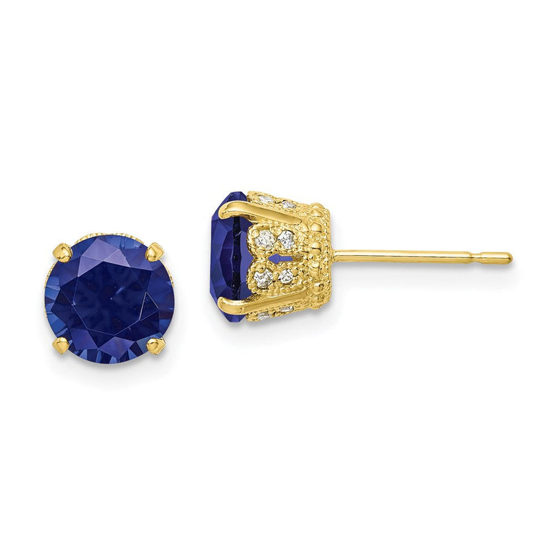 10K Tiara Collection Ohrstecker mit Labor-Saphir und Diamant