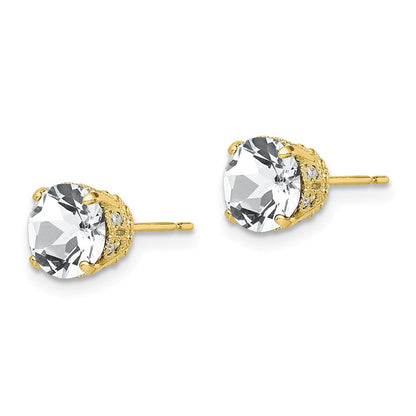 10K Gelbgold Tiara Collection Ohrstecker mit Diamant und Labor-Saphir