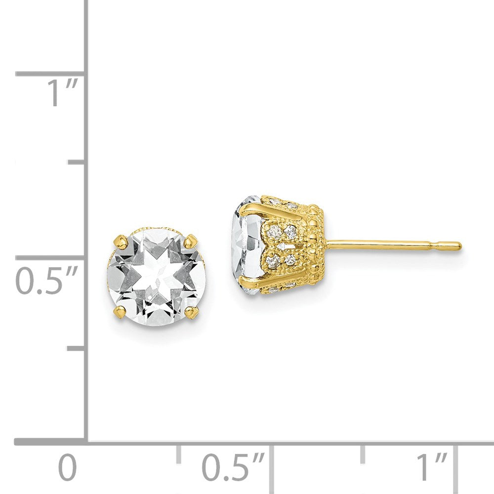 10K Gelbgold Tiara Collection Ohrstecker mit Diamant und Labor-Saphir