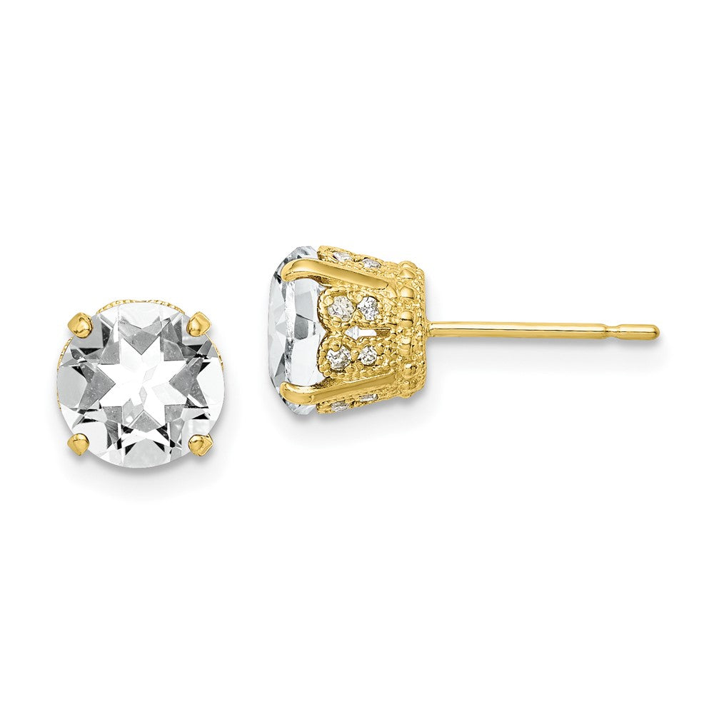 10K Gelbgold Tiara Collection Ohrstecker mit Diamant und Labor-Saphir