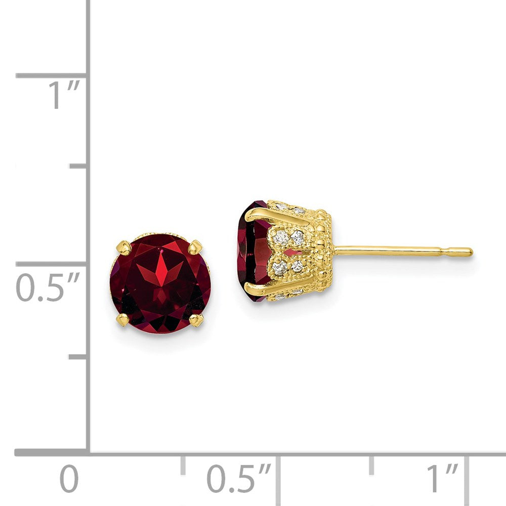 10K Tiara Collection polierte Ohrstecker mit Diamant und Granat