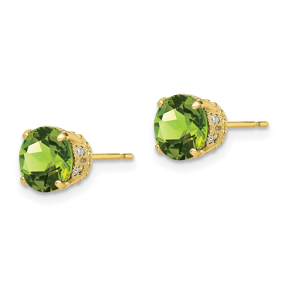 10K Tiara Collection polierte Ohrstecker mit Diamant und Peridot