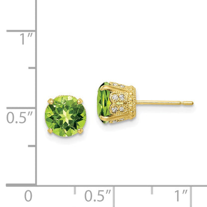 10K Tiara Collection polierte Ohrstecker mit Diamant und Peridot