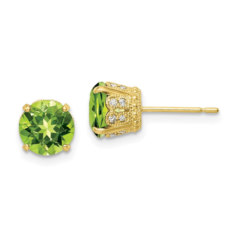 10K Tiara Collection polierte Ohrstecker mit Diamant und Peridot