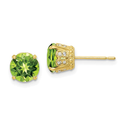 10K Tiara Collection polierte Ohrstecker mit Diamant und Peridot