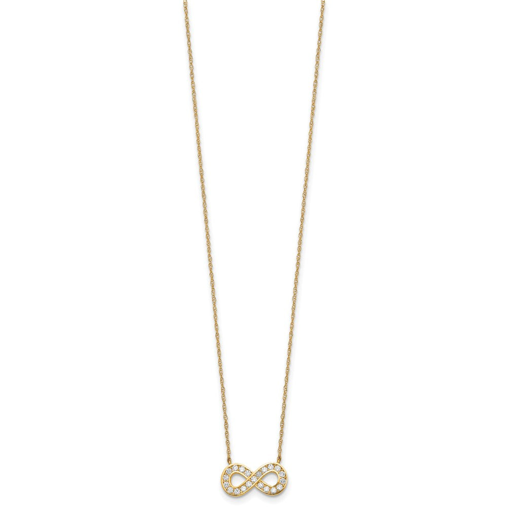10K Gelbgold 18inch Poliert Zirkonia Unendlichkeit Halskette