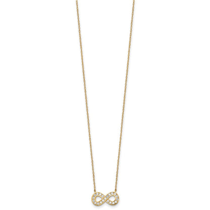 10K Gelbgold 18inch Poliert Zirkonia Unendlichkeit Halskette