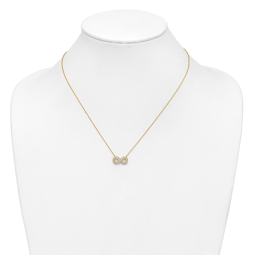 10K Gelbgold 18inch Poliert Zirkonia Unendlichkeit Halskette