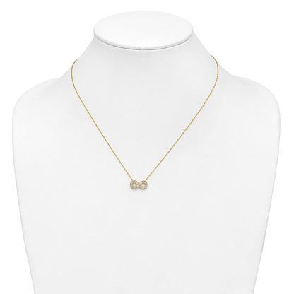10K Gelbgold 18inch Poliert Zirkonia Unendlichkeit Halskette