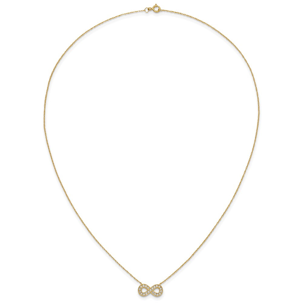 10K Gelbgold 18inch Poliert Zirkonia Unendlichkeit Halskette