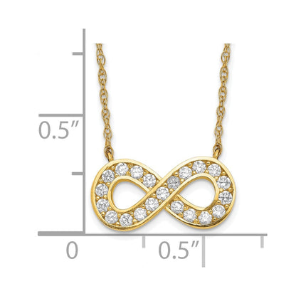 10K Gelbgold 18inch Poliert Zirkonia Unendlichkeit Halskette