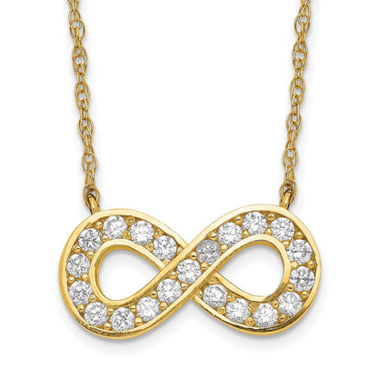 10K Gelbgold 18inch Poliert Zirkonia Unendlichkeit Halskette