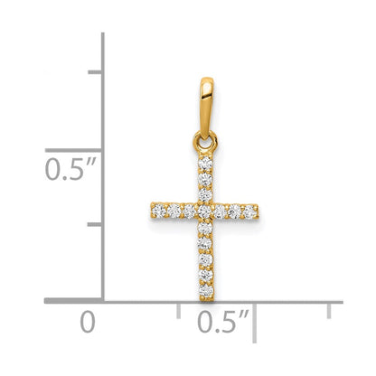 10K Gelbgold Zirkonia Kreuz Anhänger