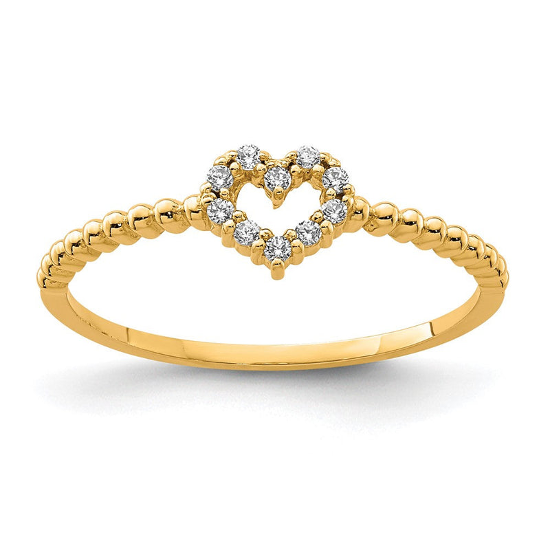 10K Gelbgold 10K Herz Zirkonia Ring