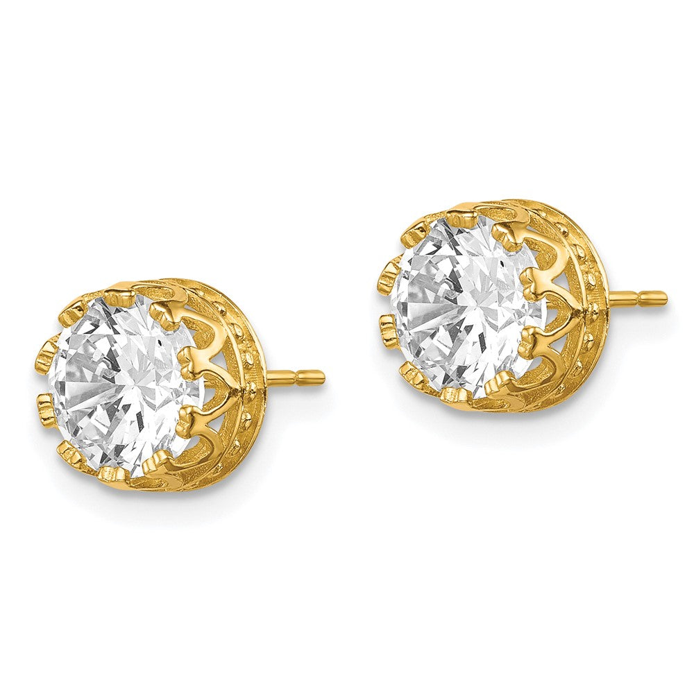 10K Gelbgold Tiara Kollektion 8mm Poliert Zirkonia Ohrringe