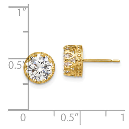 10K Gelbgold Tiara Kollektion 8mm Poliert Zirkonia Ohrringe