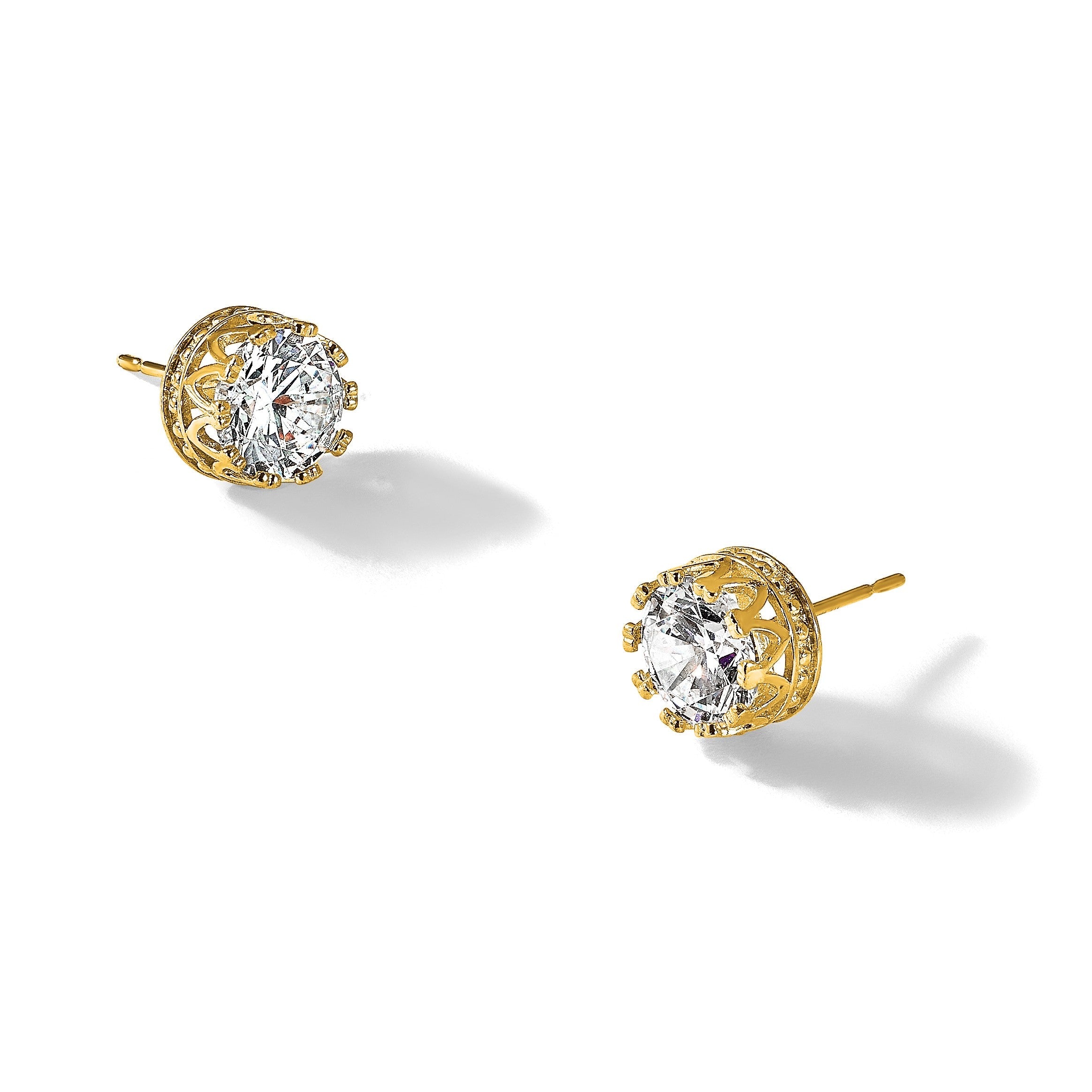 10K Gelbgold Tiara Kollektion 8mm Poliert Zirkonia Ohrringe