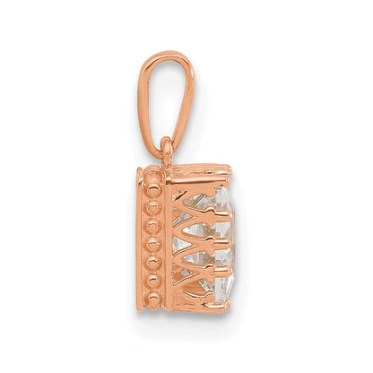 10K Roségold Tiara Kollektion Poliert Quadratisch Zirkonia Anhänger