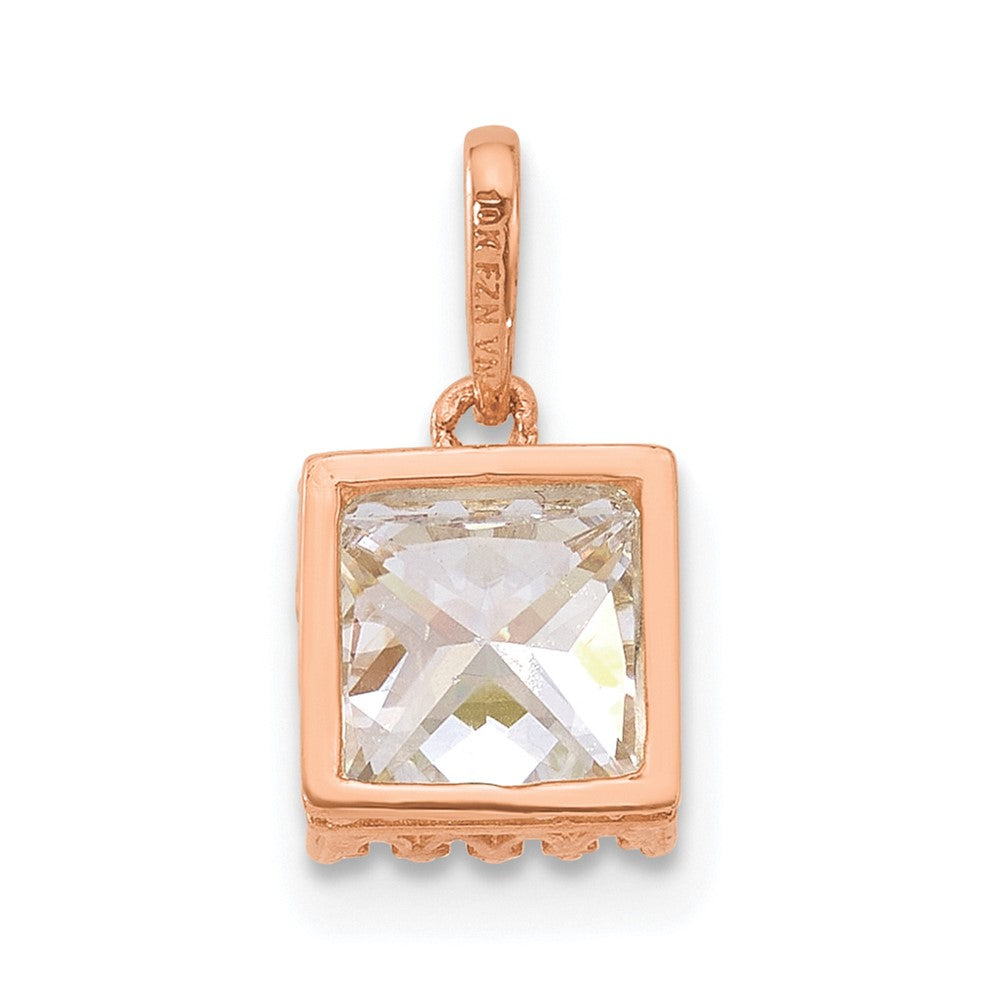 10K Roségold Tiara Kollektion Poliert Quadratisch Zirkonia Anhänger