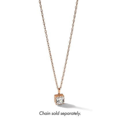 10K Roségold Tiara Kollektion Poliert Quadratisch Zirkonia Anhänger