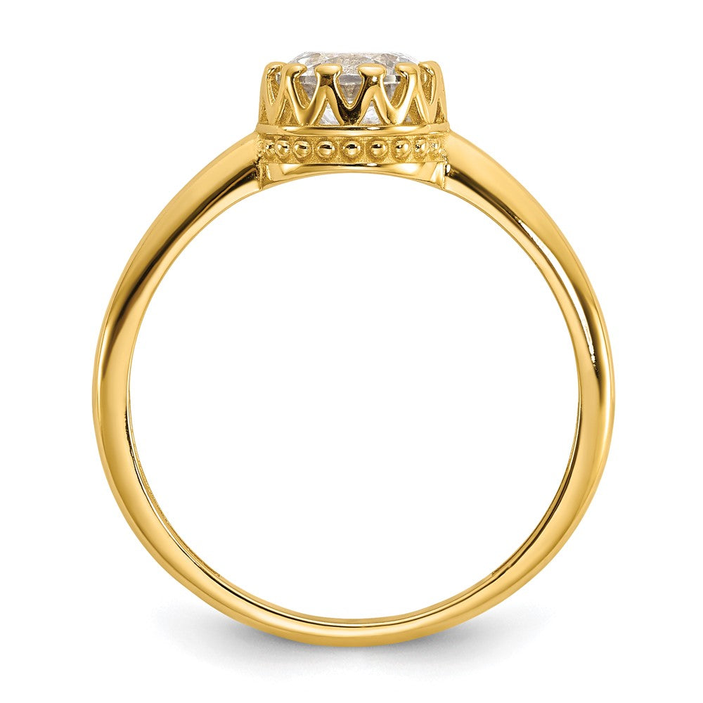 10K Gelbgold Tiara Kollektion Poliert Zirkonia Ring (size 7 Nur)