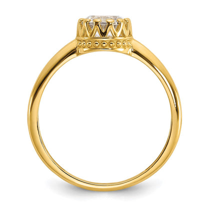 10K Gelbgold Tiara Kollektion Poliert Zirkonia Ring (size 7 Nur)