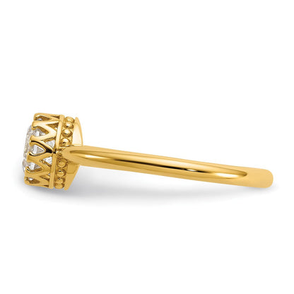 10K Gelbgold Tiara Kollektion Poliert Zirkonia Ring (size 7 Nur)