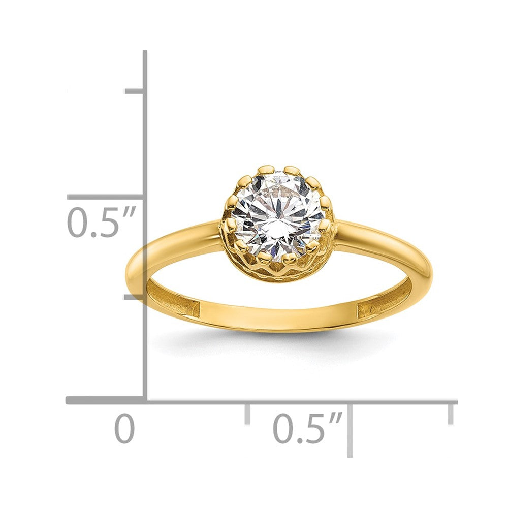 10K Gelbgold Tiara Kollektion Poliert Zirkonia Ring (size 7 Nur)