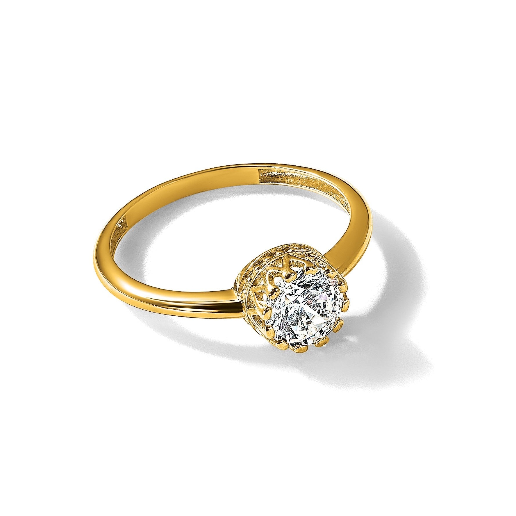 10K Gelbgold Tiara Kollektion Poliert Zirkonia Ring (size 7 Nur)
