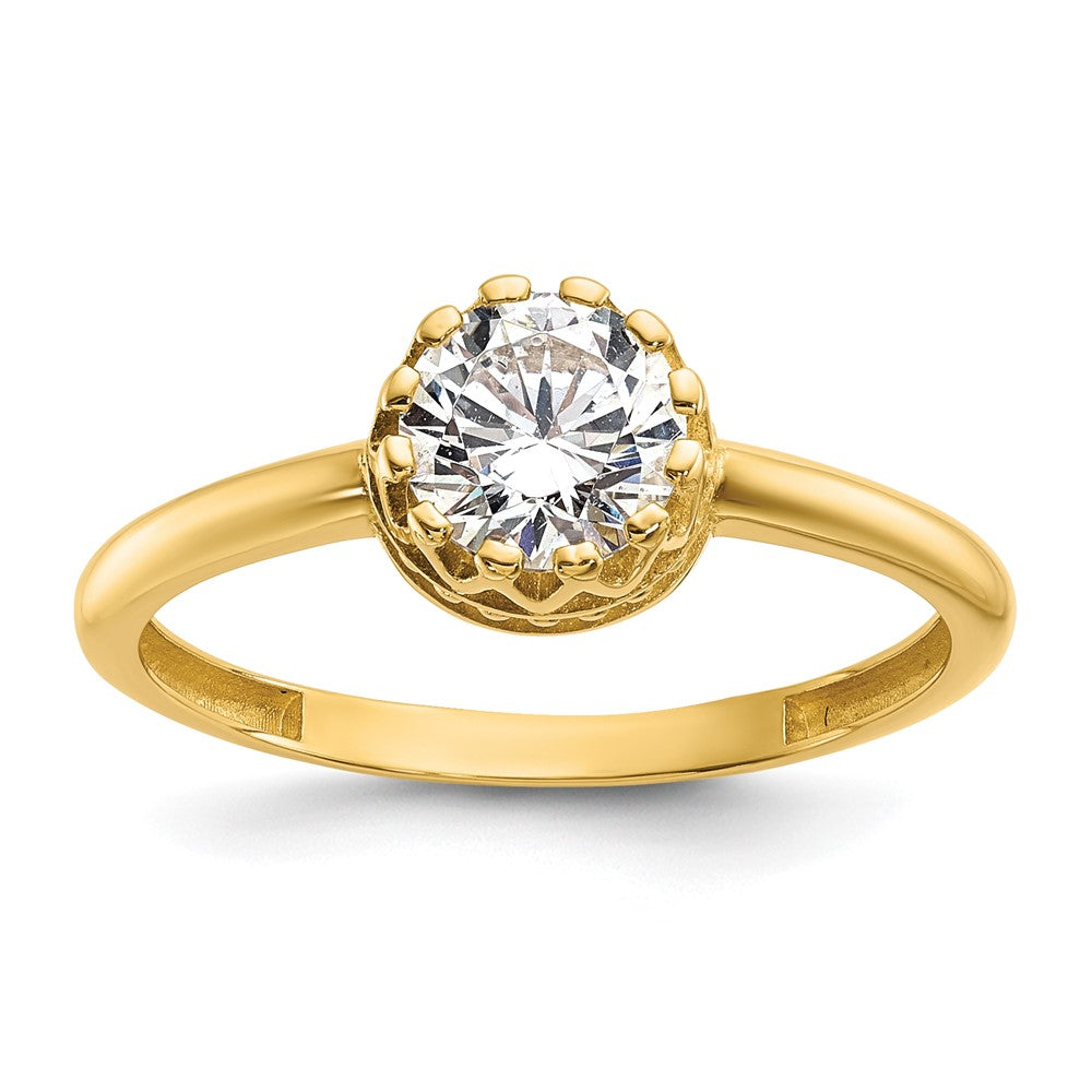 10K Gelbgold Tiara Kollektion Poliert Zirkonia Ring (size 7 Nur)