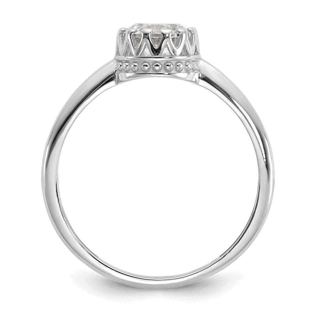 10K Weißgold Tiara Kollektion Poliert Zirkonia Ring (size 7 Nur)