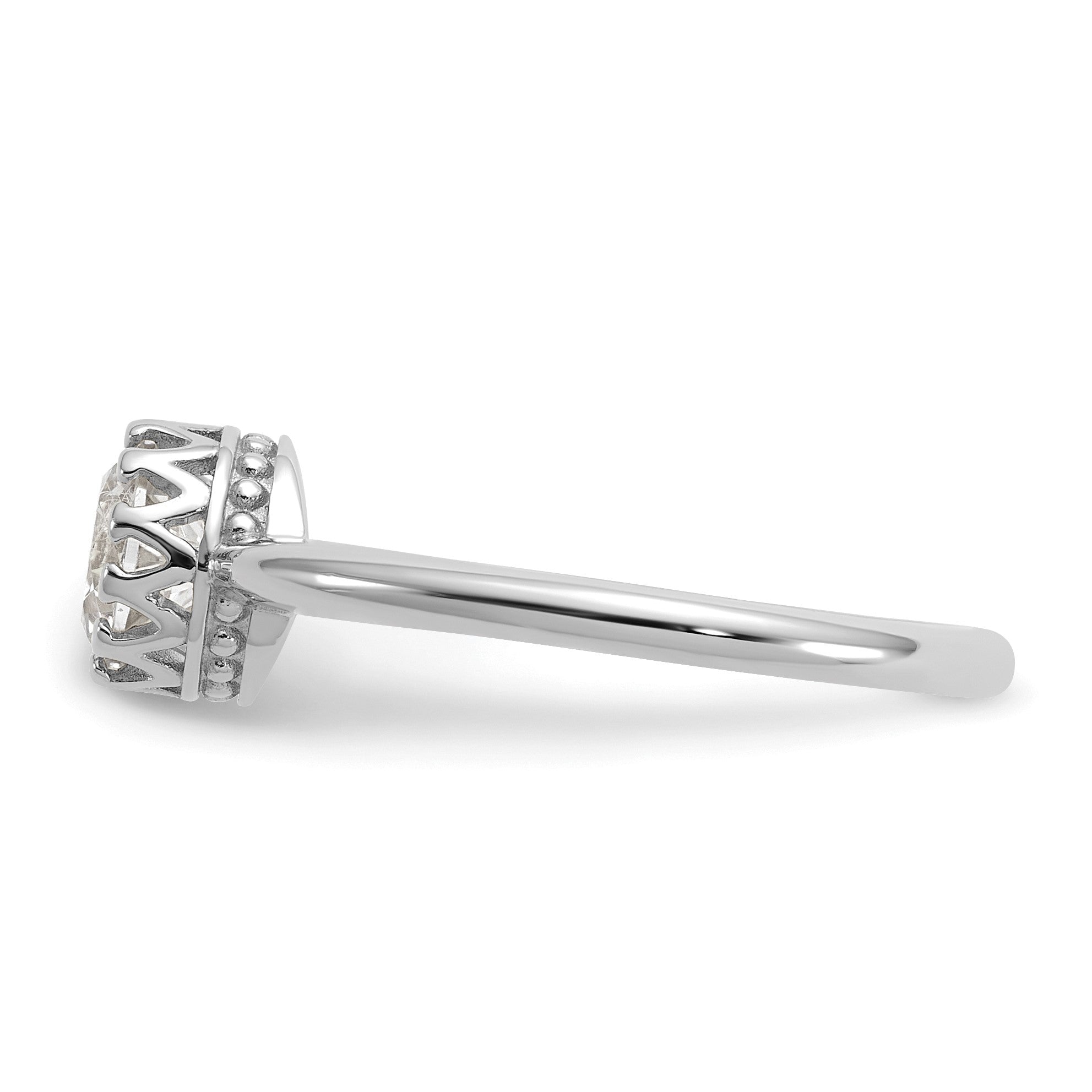 10K Weißgold Tiara Kollektion Poliert Zirkonia Ring (size 7 Nur)