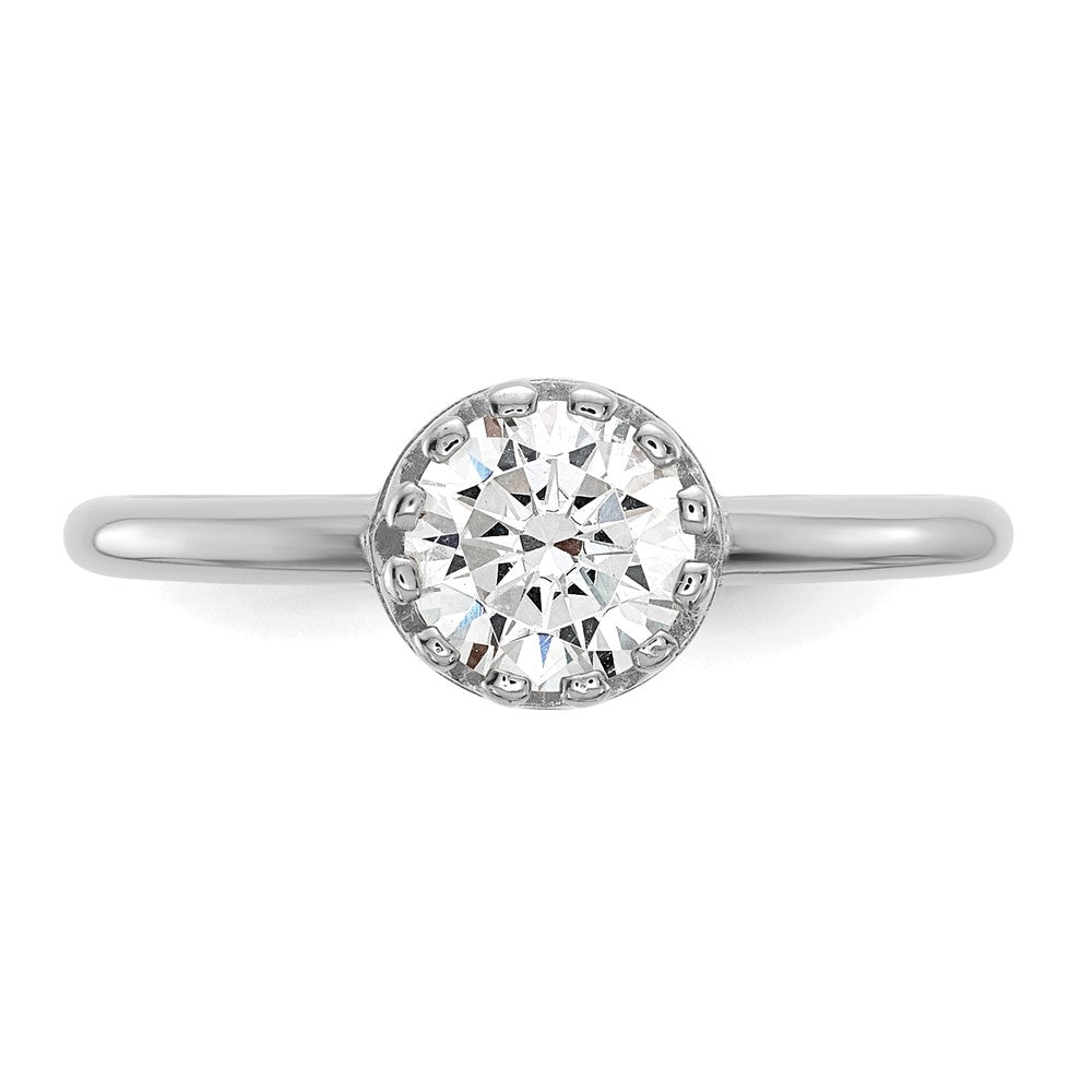 10K Weißgold Tiara Kollektion Poliert Zirkonia Ring (size 7 Nur)