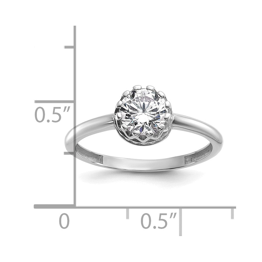 10K Weißgold Tiara Kollektion Poliert Zirkonia Ring (size 7 Nur)