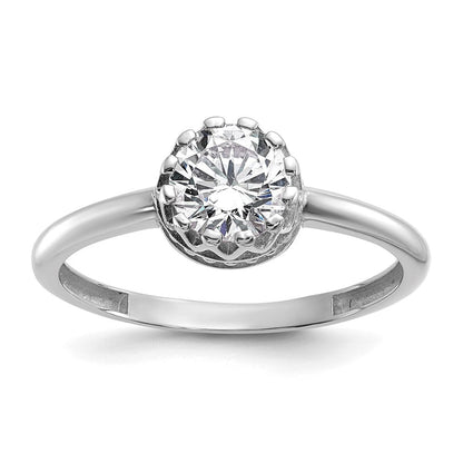 10K Weißgold Tiara Kollektion Poliert Zirkonia Ring (size 7 Nur)