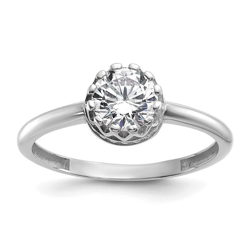 10K Weißgold Tiara Kollektion Poliert Zirkonia Ring (size 7 Nur)
