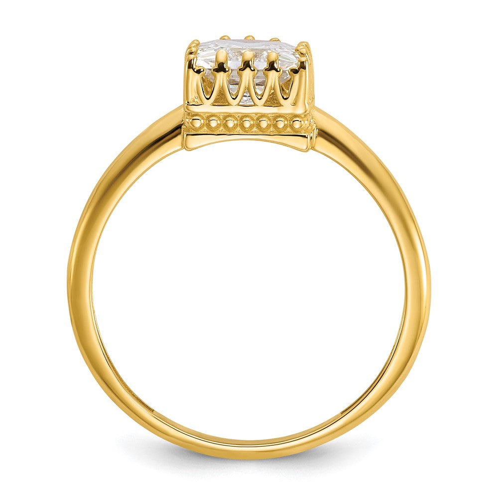 10K Gelbgold Tiara Kollektion Poliert Quadratisch Zirkonia Ring (size 7 Nur)