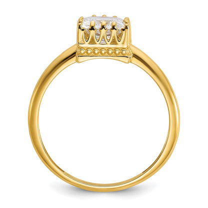 10K Gelbgold Tiara Kollektion Poliert Quadratisch Zirkonia Ring (size 7 Nur)