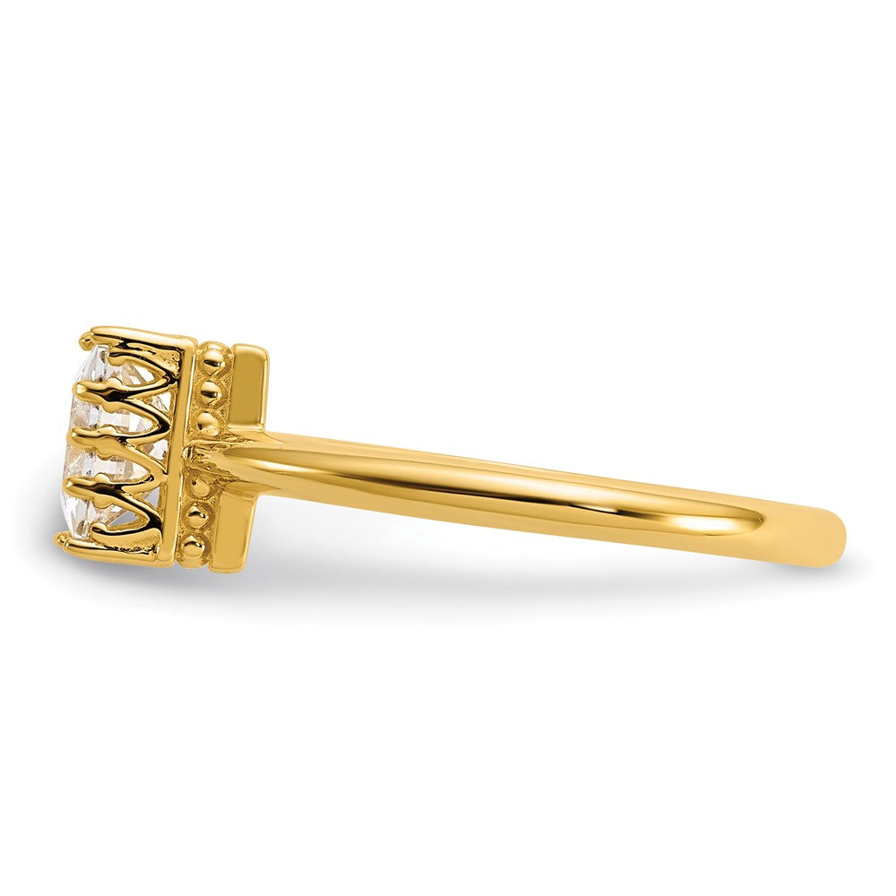 10K Gelbgold Tiara Kollektion Poliert Quadratisch Zirkonia Ring (size 7 Nur)