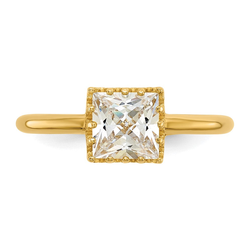 10K Gelbgold Tiara Kollektion Poliert Quadratisch Zirkonia Ring (size 7 Nur)