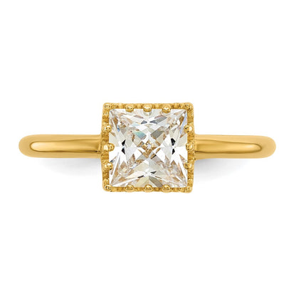 10K Gelbgold Tiara Kollektion Poliert Quadratisch Zirkonia Ring (size 7 Nur)