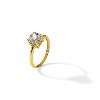 10K Gelbgold Tiara Kollektion Poliert Quadratisch Zirkonia Ring (size 7 Nur)