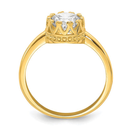 10K Gelbgold Tiara Kollektion Poliert Zirkonia Ring (size 7 Nur)