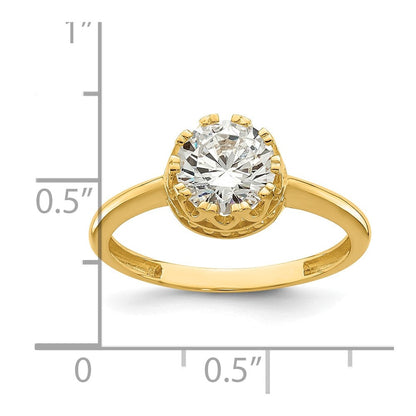 10K Gelbgold Tiara Kollektion Poliert Zirkonia Ring (size 7 Nur)