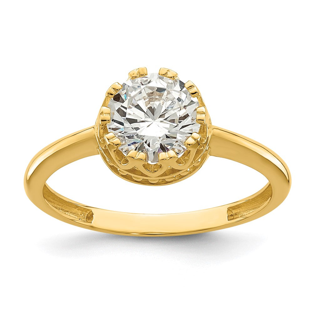 10K Gelbgold Tiara Kollektion Poliert Zirkonia Ring (size 7 Nur)