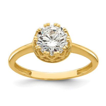10K Gelbgold Tiara Kollektion Poliert Zirkonia Ring (size 7 Nur)