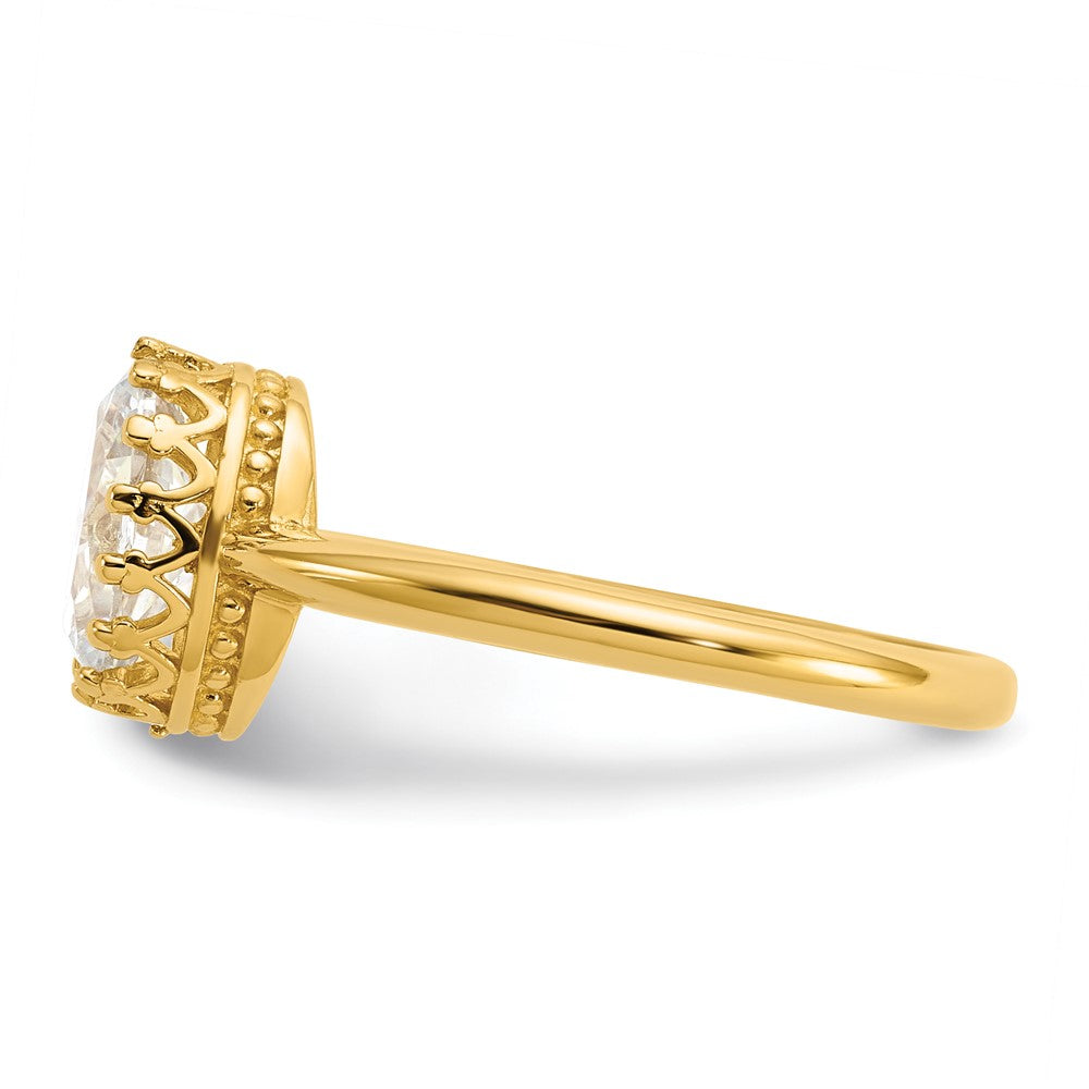 10K Gelbgold Tiara Kollektion Poliert Oval Zirkonia Ring (size 7 Nur)
