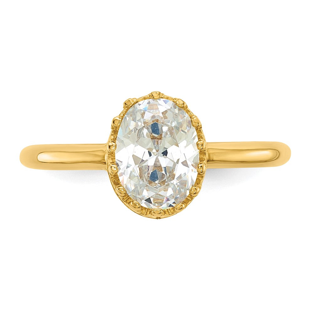 10K Gelbgold Tiara Kollektion Poliert Oval Zirkonia Ring (size 7 Nur)
