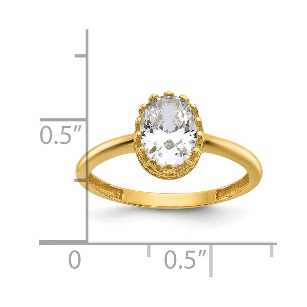 10K Gelbgold Tiara Kollektion Poliert Oval Zirkonia Ring (size 7 Nur)